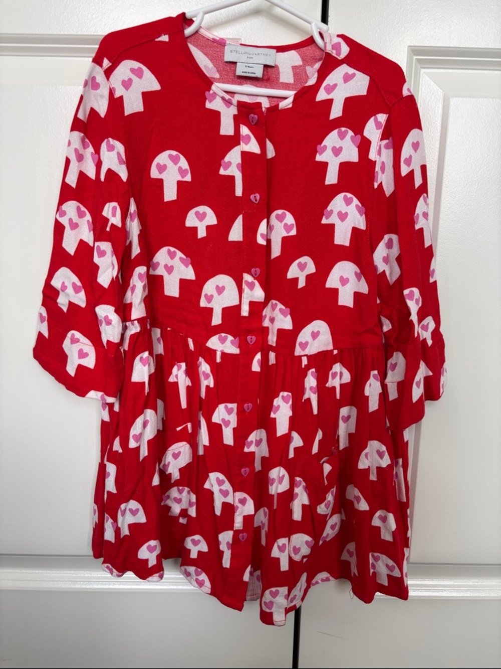 Stella McCartney Red and Pink Mushroom Print Casual Kids Dress